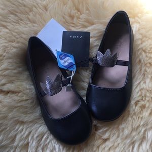 Zara Black Princess Flats Sz 24 / toddler 7.5 NWT